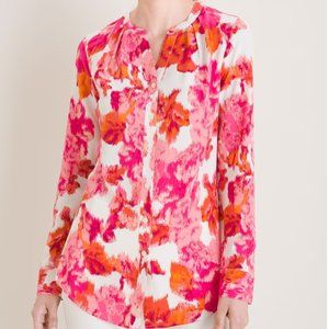 Chico's Floral Pleat-Neck Blouse - Size 3 (16/18-XL)